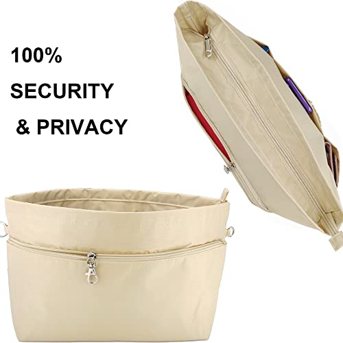 Time Wing Handbag Tote Purse Organizer Insert Bag Liner Shaper Pocketbook Divider Zipper 11 Pockets Compartments X Large Beige #TOP3