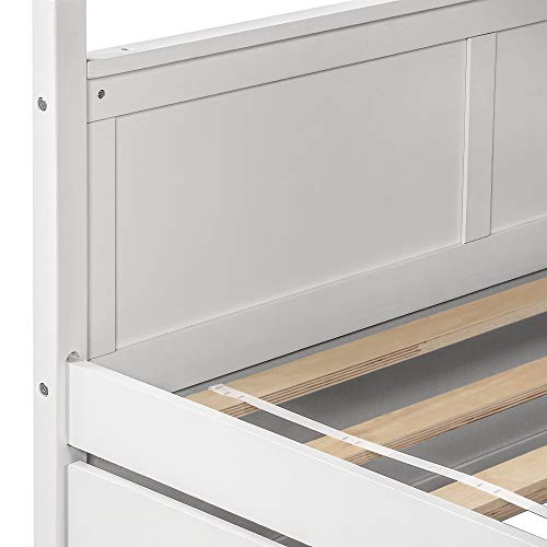 Meritline Full Over Full Bunk Bed For Kids Teens, Detachable Wood Full Bunk Bed Frame With Trundle #TOP7