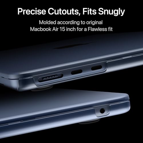 Image of Soonjet for MacBook Air 15 inch Case, M5 M4 M3 M2 2026-2023 Keyboard Cover | 100% Color Match, Midnight Blue, Clear Matte, Anti Fingerprint & Scratch, Protective Laptop Hard Shell, Ultra Thin, Snug Fit