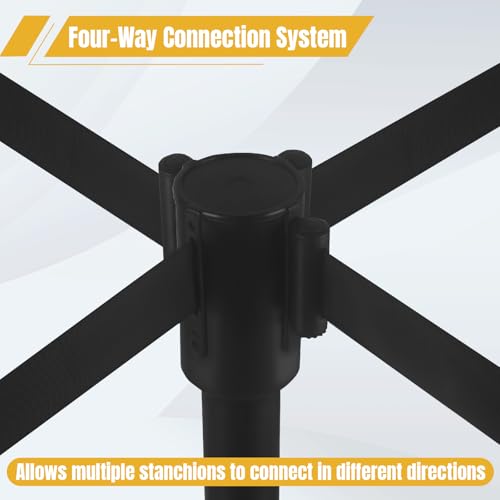 Crowd Control Stanchion Set of 2-Black Stanchions with 16.4ft Retractable Belt,Durable Concrete Metal Base for Stability, Easy Assembly, ldeal CrowdControl Barriers for Events and Venues by AIKUPNEY - Image 6