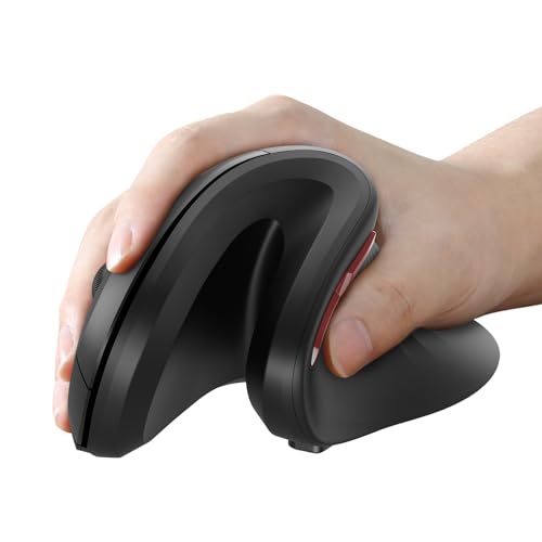 seenda Ergonomic Vertical Mouse with Jiggler - Bluetooth + 2.4G USB Multi Device, Wireless Ergo Mice, Jiggler Mouse Mover for Laptop/PC/Notebook, Computer Mice for Windows, Mac OS (Black)