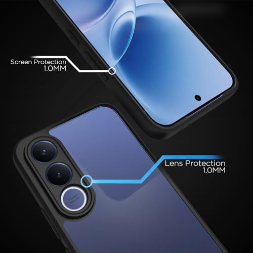 Image of RIGGEAR Shockproof Sleek Hybrid Armor Back Cover Case for Vivo V70 FE 5G (Clear PC + Black TPU Bumper)