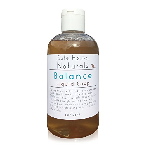 Face and Body Wash 8oz by Safe House Naturals All Natural Liquid Soap Scented with Essential Oils Refresh Focus Detox Calm Bliss Balance (Balance, 8 oz)