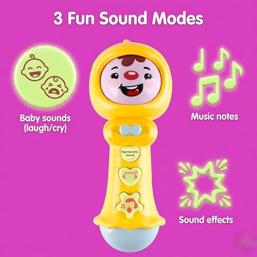 Image of Crackles Baby Rattle Toy with Changeable Face Expressions & Sound | Musical Infant Toys with Lights & Buttons | Early Learning Sensory Toy for Babies & Toddlers (Battery Operated, 2 AA Not Included)