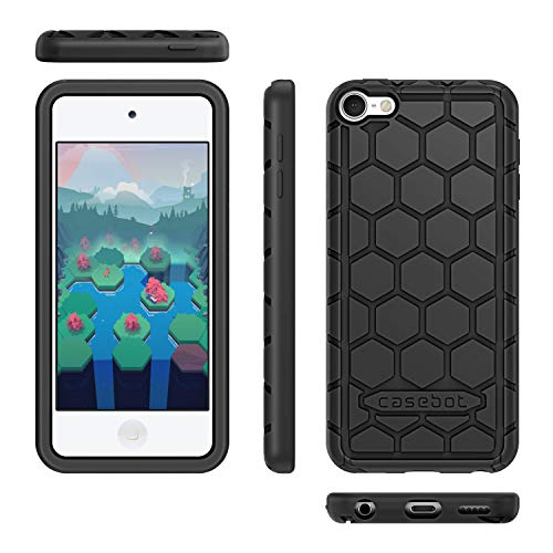 Fintie Silicone Case For Ipod Touch 7 Ipod Touch 6 Ipod Touch 5 - (Honey Comb Series) Impact Shockproof Anti Slip Soft Protective Cover For Ipod Touch 7Th 6Th 5Th, Black #TOP3
