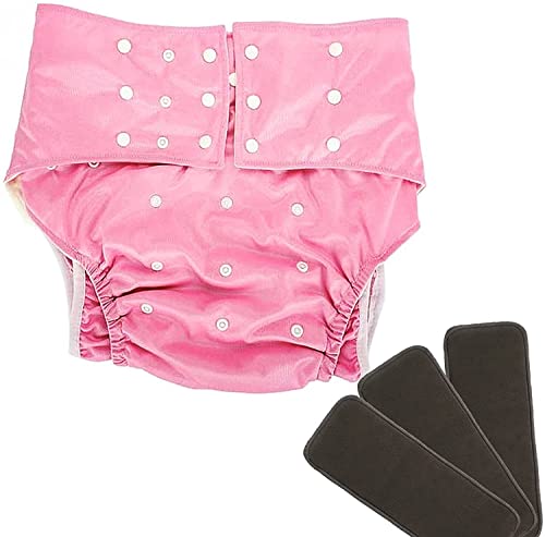 ERMIAN Pañales de Tela Adulta Pañuelo Pesado Pollo Transpirable Papelera Pañera Pañal a Prueba de Agua Pañal Absorbente (Color : Pink, Size : M-Medium)
