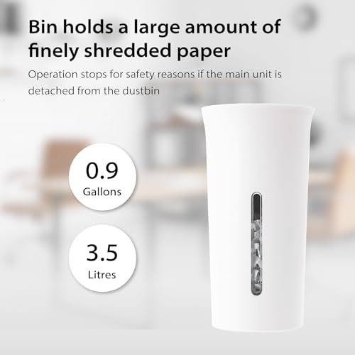Asmix B08W Triturador de papel para uso doméstico, escritório, design compacto branco, 2 folhas de p