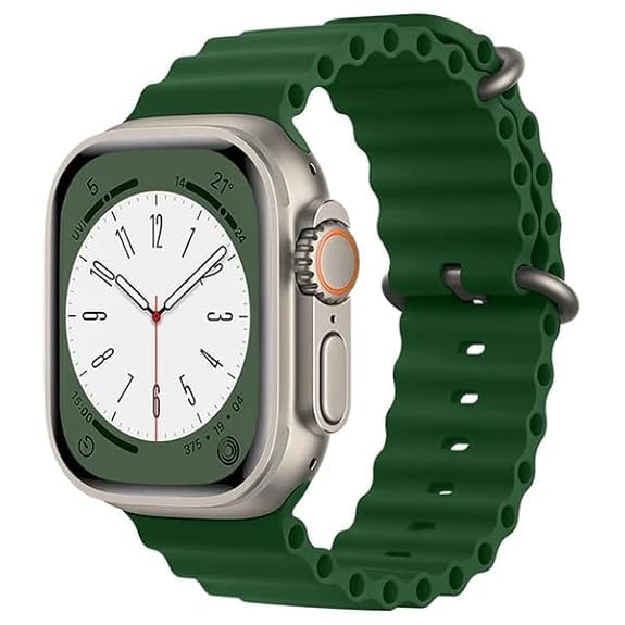 Image of Ocean Band Strap Compatible Apple Watch Strap 42mm 44mm 45mm 49mm Ultra, Soft Silicone Replacement Sport Band for iWatch Series 8 /7 /6 /5 /4 /3 /2 /1 SE Adjustable Breathable Wrist Strap