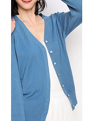 SEMATOMALA Women’s Solid V Neck Button Down Long Sleeve Lightweight Basic Supima Cotton Soft Knit Vee Cardigan Sweaters4