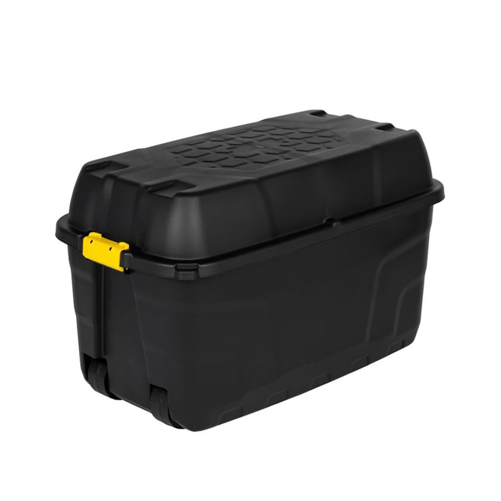 Kreher® Transportbox mit Rollen - robuste Aufbewahrungsbox mit Deckel, abschließbar, wetterfest & stapelbar - rollbare Lagerbox für Garten, Keller & Werkstatt - Größe & Set wählbar (1, 175 Liter)