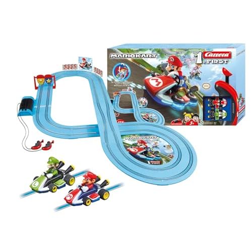 Carrera 20063028 FIRST Nintendo Mario Kart Rennstrecken-Set I 2,9m elektrische Rennbahn mit Streckenteilen und Handregler im Maßstab 1:50 I für bis zu 2 Spieler I für Kinder ab 3 Jahren & Erwachsene
