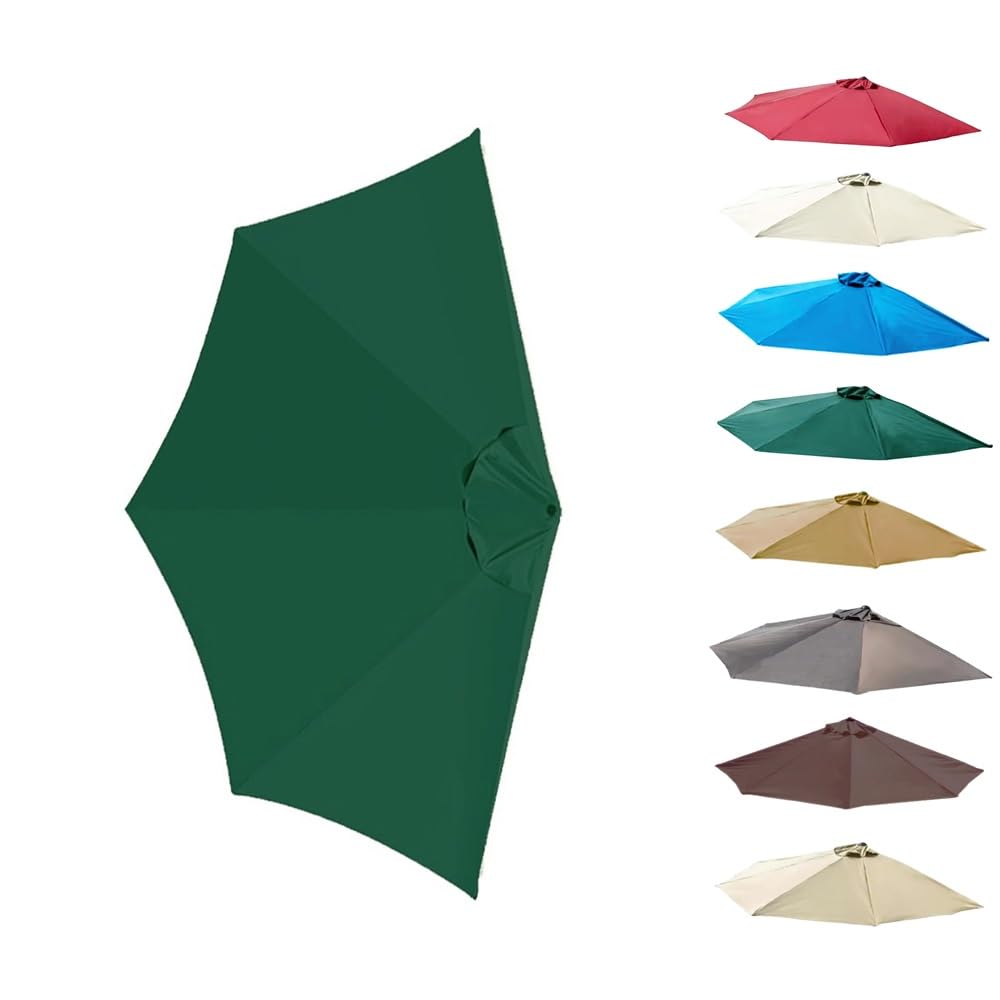 ksxnkhk 270cm Replacement Canopy for Half Parasol, 5 Ribs, Burgundy Terrace Parasol Awning Replacement Fabric (Green)