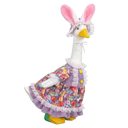 ZOES HOMDECO Porch Goose Outfit Bunny Porch Goose Outfits Fits 23 High Cement Plastic Statue Summer Lawn Outdoor Garden Yard Art Decoration