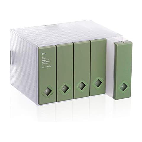 AhfuLife® Colorful Space-saving Album CD or DVD Storage Box Holds up to 120 disks(Pea Green) Cover