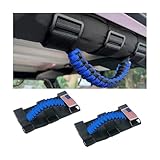 HZEL 2PCS Roll Bar Grab Handles, Oxford Cloth Upgrade Metal Buckle Paracord Grip Handles, Durable and Strong Car Accessories, Compatible with Wrangler JL, JLU, JT, JK, JKU, TJ, LJ and YJ (Blue)