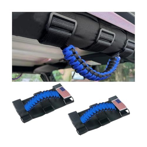 HZEL 2PCS Roll Bar Grab Handles, Oxford Cloth Upgrade Metal Buckle Paracord Grip Handles, Durable...