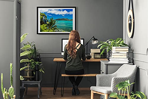 Tableau photo paysage 70x50 cm et cadre en bois MDF moderne Tulup déco murale Seychelles - 2