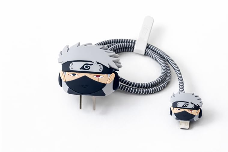 Anime Character Charger Cable Protector Cover Compatible with iPhone, Decorative Charging Cord Organizer with Spiral Cable Gray-image-32