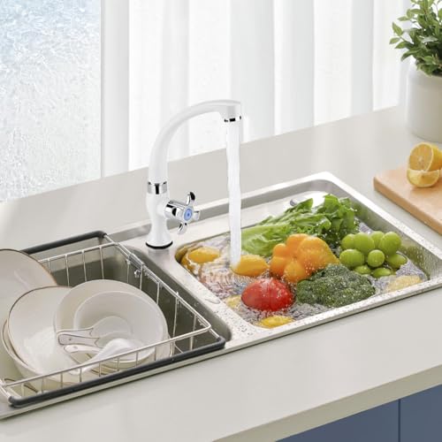 Lwuey Cold Water Faucet, Only Tap for Kitchen Sink Bathroom Basin G1/2 Thread Swivel High Arc Spout 1 Hole Deck Mount Goose Neck Single Handle Chrome Surface Home Indoor Outdoor Garden Bar Camper RV - Image 2