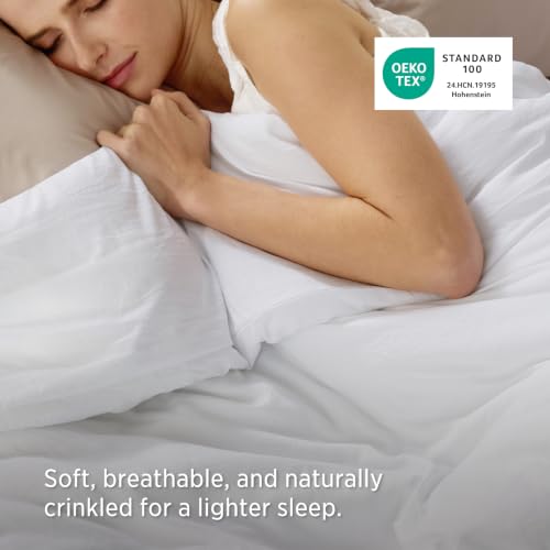 Image of Bedsure Prewashed Duvet Cover Only, Cotton-Like Feel, White, Twin