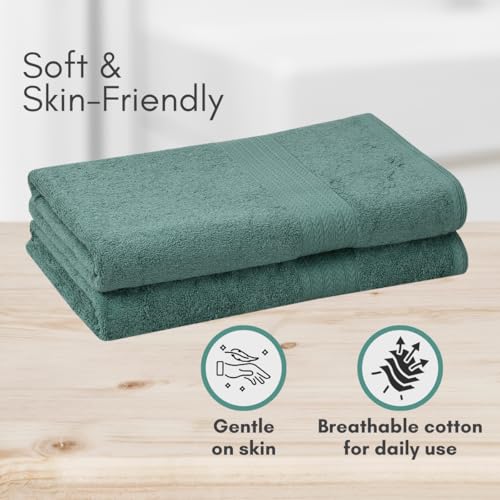 Image of Mafatlal Joy Towels for Bath Large Size - Pack of 2 | 58 x 29 inch | Soft & Quick Dry | 450 GSM | Green | Bath Towels for Women