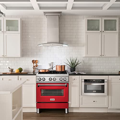 Zline 30" 4.0 Cu. Ft. Dual Fuel Range With Gas Stove And Electric Oven With Color Option (Ra30) (Red Matte) #TOP7