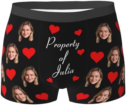 Custom Underwear for Men, Personalized Face Boxers Briefs, Funny Valentine's Day Birthday Gift for Men Husband Boyfriend Black