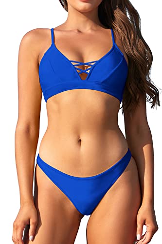 SHEKINI Damen Bikini-Set Niedriger Kragen Rückenfrei Verstellbarer...