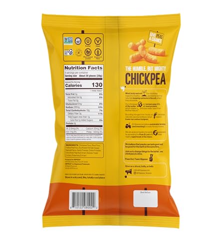 Image of Hippeas Chickpea Puffs, Nacho Vibes, 4 Ounce (Pack of 1), 4g Protein, 3g Fiber, Vegan, Gluten-Free, Crunchy, Plant Protein Snacks