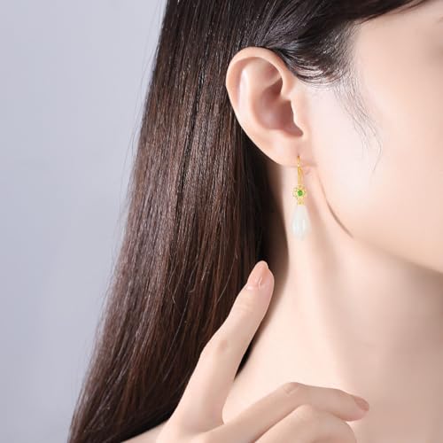 Boucles d'oreilles goutte d'eau jade Hetian parfaites pour vos soirées - 2