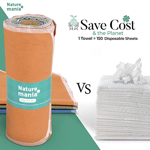 Naturemania Value Pack Of 24 Reusable Paper Towels - Paperless Paper Towels Made With Super-Soft, Pure Absorbent 100% Cotton, Washable Paper Towel Set For Kitchen, Eco Friendly Cloth Paper Towels #TOP2