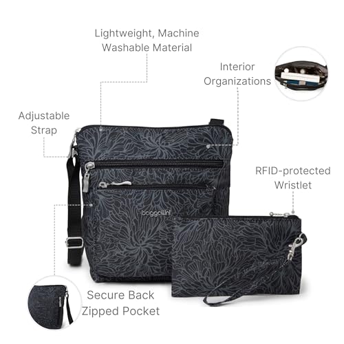 Image of Baggallini Pocket Crossbody Bags for Women 8x8 Small Lightweight Durable Water-resistant Travel Purse W /Rfid