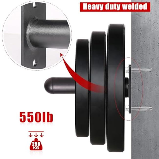 SYL Fitness Wall Mounted Weight Plate Holder, Fit 2 inch Olympic Weight Plates, Scratch Resistant Surface