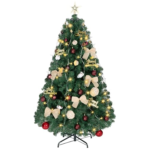 Homcom Árbol De Navidad Ø90x150 Cm Con Adornos Y Estrella, 150 Luces Led, Árbol De Navidad Decorado Con 8 Modos De Iluminación, 480 Ramas, Soporte De Acero, Decoración Para Hogar, Fiesta, Interior Homcom Árbol De Navidad Ø90x150 Cm Con Adornos Y Estrella, 150 Luces Led, Árbol De Navidad Decorado Con 8 Modos De Iluminación, 480 Ramas, Soporte De Acero, Decoración Para Hogar, Fiesta, Interior