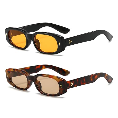 DQbhzh Y2K Retro Rectangle Sunglasses for Women Men Narrow Rectangular