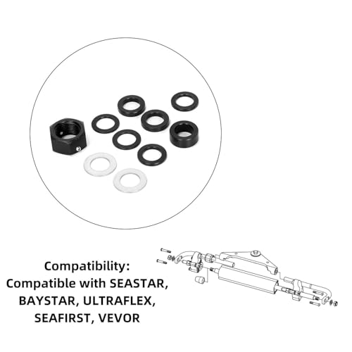 Image of 1 Set Cylinder mounting kit(1 Nylon Hexagonal Fastening nut + 2 Metal washers + 7 Nylon Sealing washers) Compatible with Seastar Eastar,Baystar,Ultraflex,Seafirst,Vevor