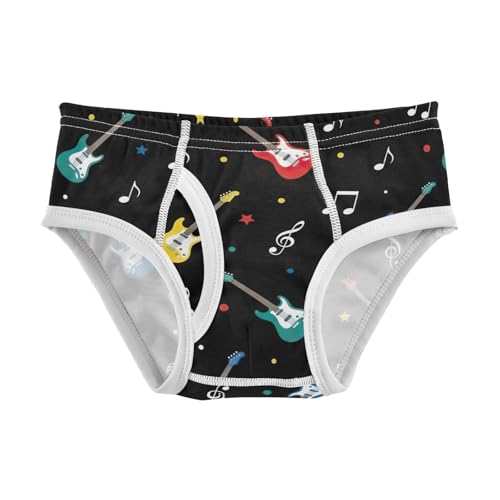 CHIFIGNO Boys Briefs Cotton Underwear Printed Breathable Little Boy Brief Underwear, Cute Colorful Guitars Black
