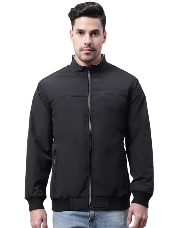 Image of Cantabil Black Winter Wear Reversible Jacket Full Sleeve for Men l Jacket for Men l Winter Wear Jacket for Men (P MJKT00124 BLACK)
