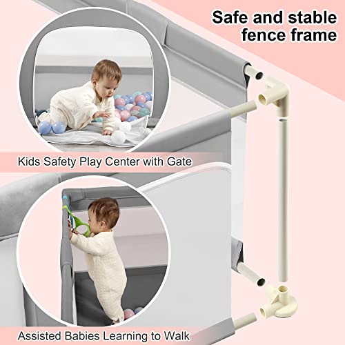 Ottolives Baby Playpen, 71X59 Inch Extra Large Baby Playpen For Toddler, Indoor & Outdoor Playard For Kids Activity Center With Anti-Slip Base, Baby Gate Playpen, Playpen For Babies, Gray #TOP6