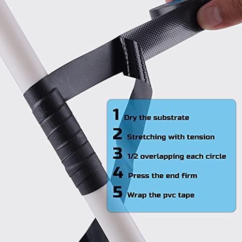 Lichamp Rubber Grip Tape Waterproof, 5+1 Rubber Tape For Indoor Outdoor Hose Repair, 5Pcs Self Fusing Tape 1 Inch X 10Ft With 1Pc Weather-Resistant Pvc Electrical Tape #TOP3