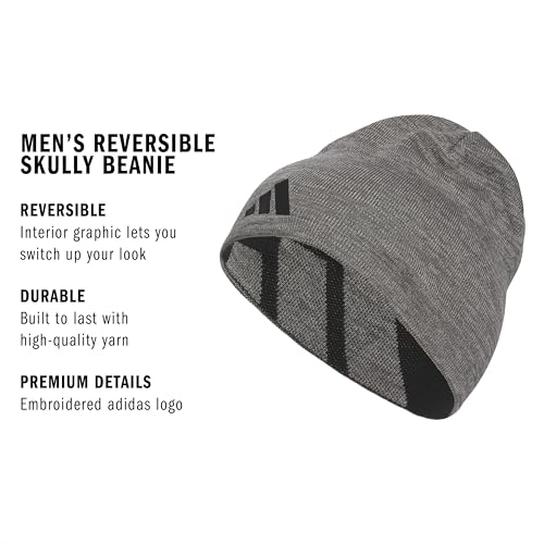Image of adidas Men's Reversible Skully Beanie - Two-Sided Skull Cap Winter Hat