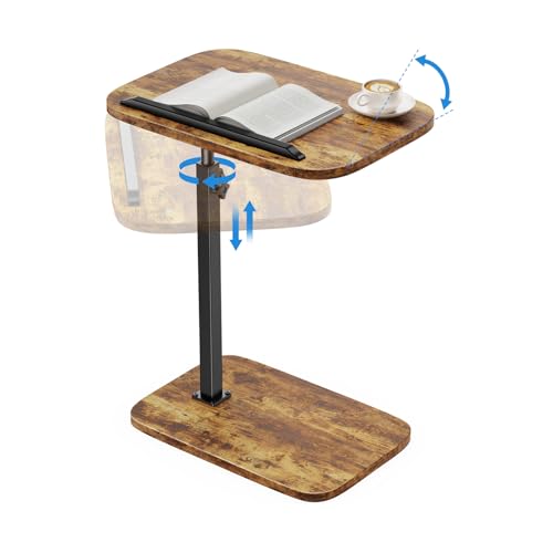 HUANUO TV Tray Table Adjustable Height TV Tray with 360 Swivel & 90 Tilt Tabletop TV Tables for Eating with Anti-Slip Bar TV Tray for Bed Sofa Dining Laptop Living Room & Home Office