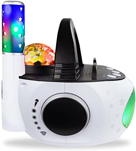 RockJam K-Pop Rechargeable Wireless 10-watt Bluetooth Karaoke Machine with Led Disco Light & Wireless Karaoke Microphone, Black