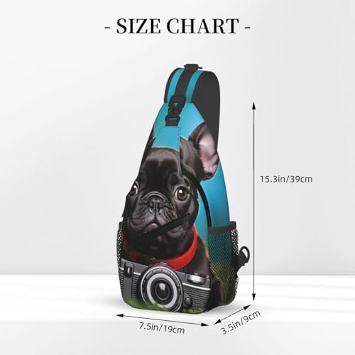 Mochila tipo sling para senderismo con diseño de bulldog miniatura 3