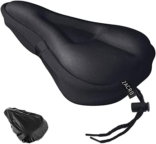 Zacro Bike Seat Cushion - Gel Padded Bike Seat Cover for Men Women Comfort, Extra Soft Exercise Bicycle Seat Compatible with Peloton, Stationary Exercise or Cruiser Bicycle Seats