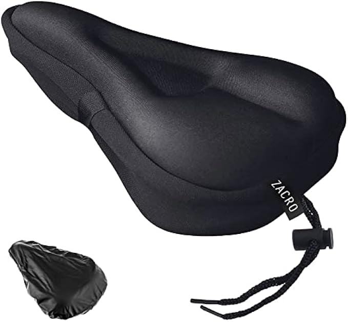 Zacro Bike Seat Cushion - Gel Padded Bike Seat Cover for Men Women Comfort, Extra Soft Exercise Bicycle Seat Compatible with Peloton, Outdoor & Indoor