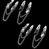 4Pcs Silver Metal Snap Hair Clips Chain Cross Heart Hair Barrettes Clips with Pendant Girls Hair Accessories，Hair Styling Accessories, Hair Care