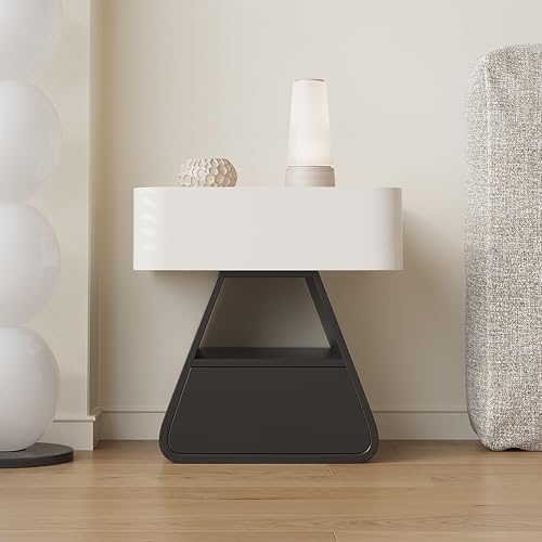 Modern Minimalist Wood Nightstand with Storage - Stylish End Table for Bedroom & Living Room - Contemporary Bedside Tables & Couch Table - Elegant Design