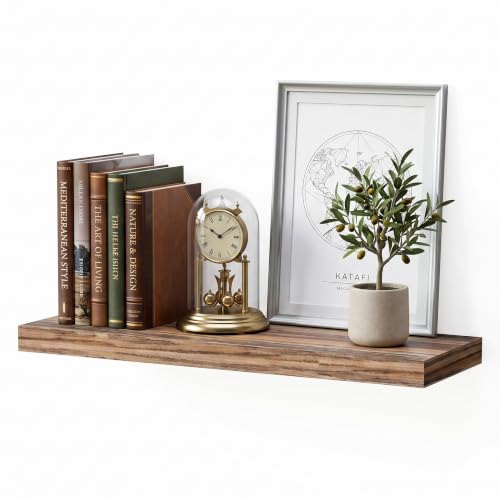 Image of WELLAND 12 inch Deep Wall Shelves, Floating Wall Shelf Large Floating Shelves, 47.24 inch L x 11.81 inch D x 2 inch T, Deeper Than Others, Retro