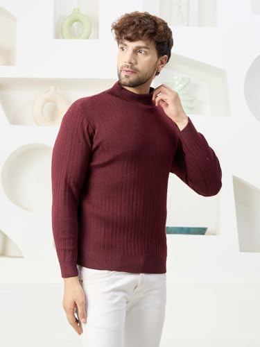 Image of Kvetoo Men High Neck Full Sleeve Winter Woolen Sweater